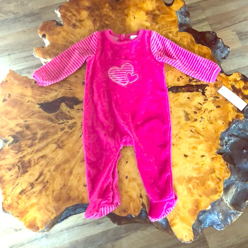 Baby Valentine pink heart coverall
